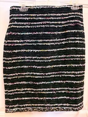 J. Crew NavyTweed Pencil Skirt with Multicolor Stripes